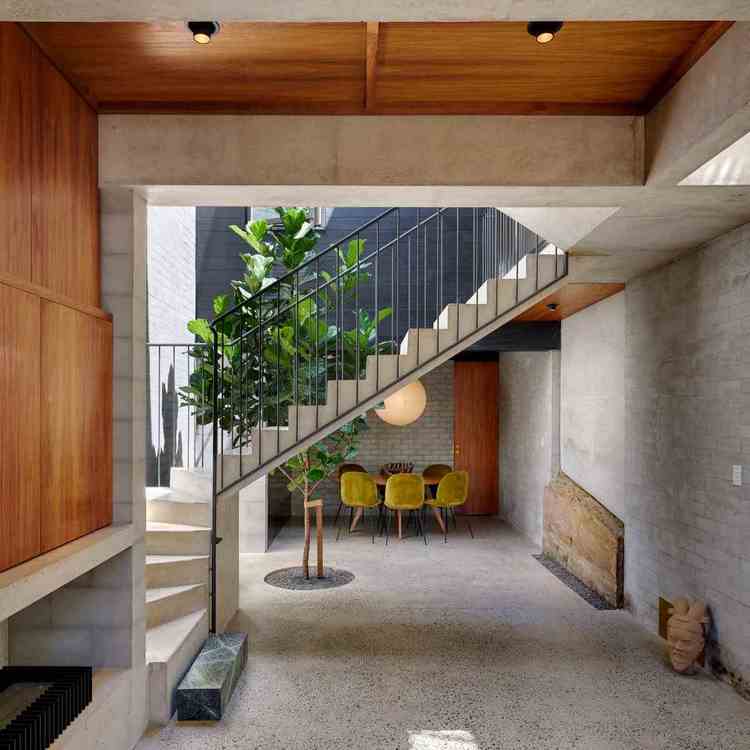 Concrete staircase of a small tropical house