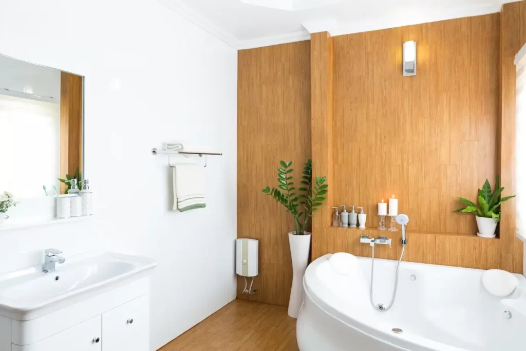 Bathroom with wood accents