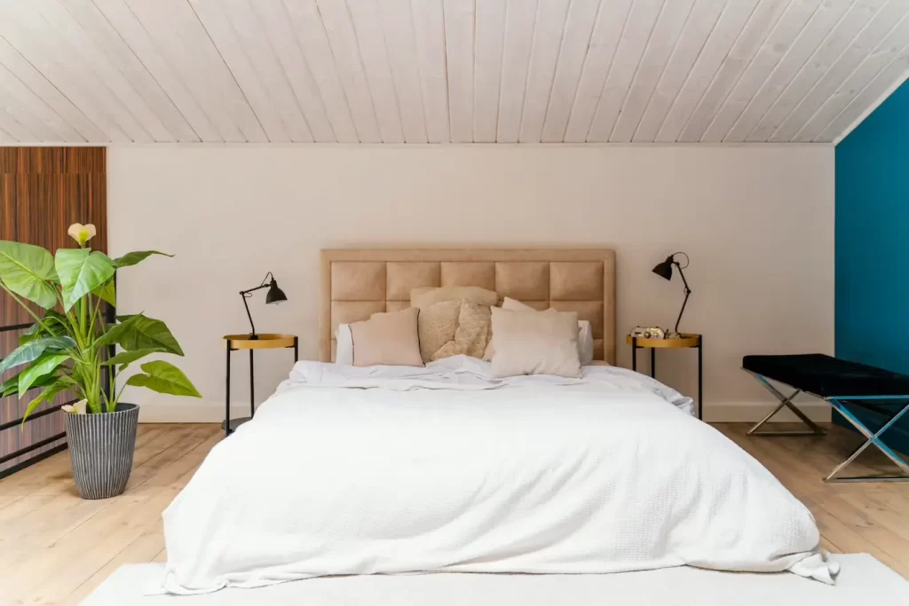 Kamar Tidur Sederhana dengan Tanaman Hias