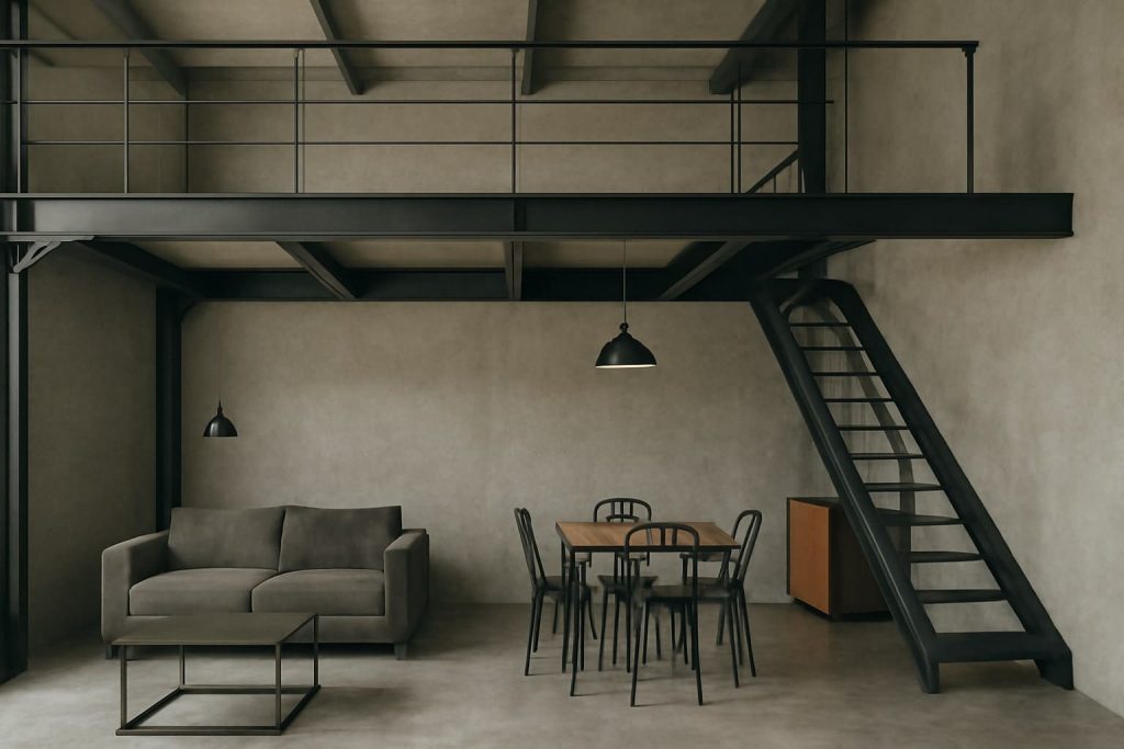 10. Desain Rumah Industrial dengan Mezzanine
