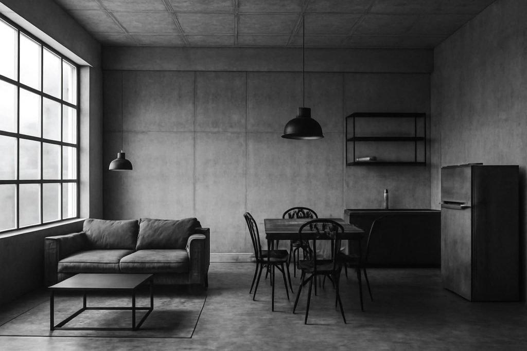 4. Desain Rumah Industrial Konsep Hitam Putih