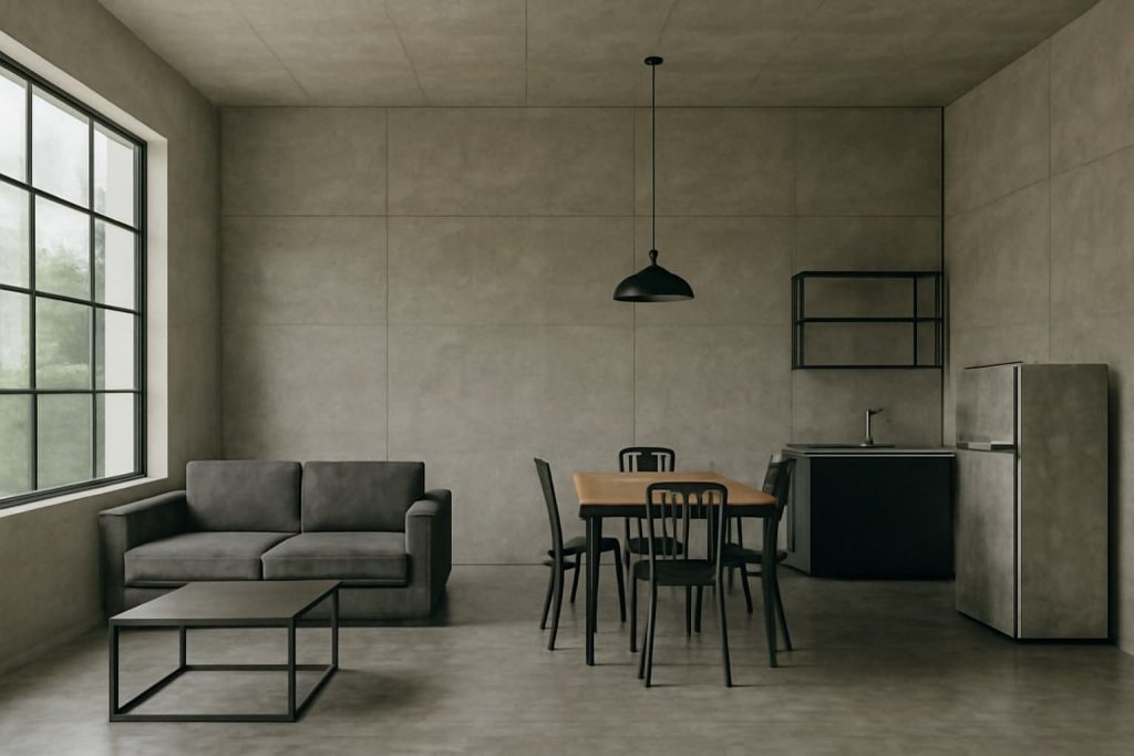 6. Desain Rumah Industrial dengan Lantai Semen Ekspos