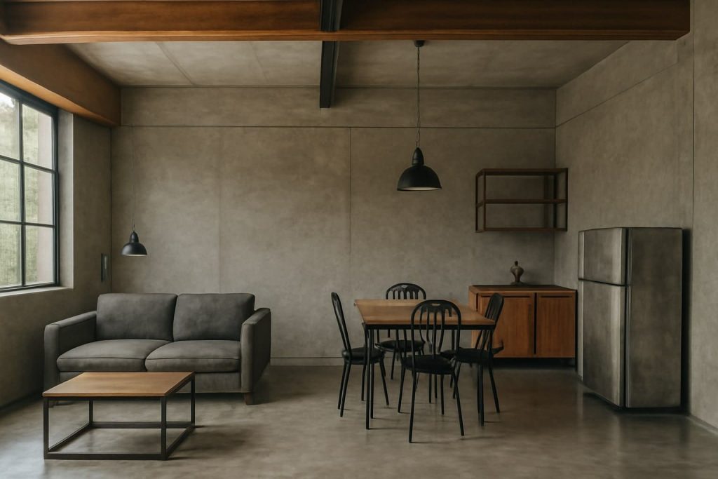 7. Rumah Industrial dengan Aksen Kayu Hangat