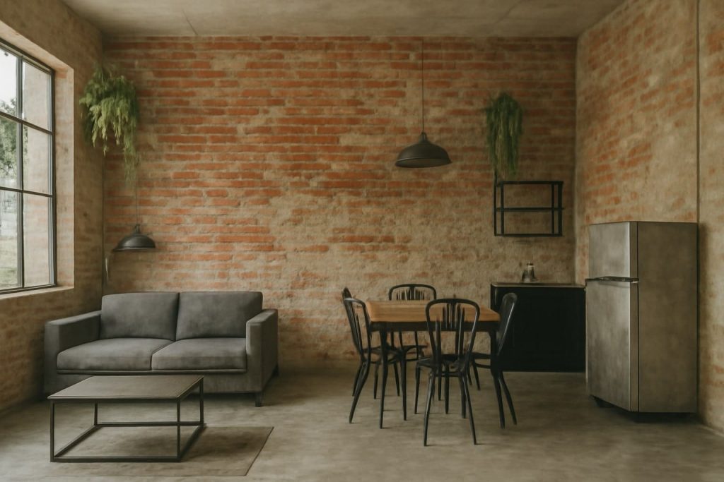 8. Desain Rumah Industrial Minim Cat dan Plester